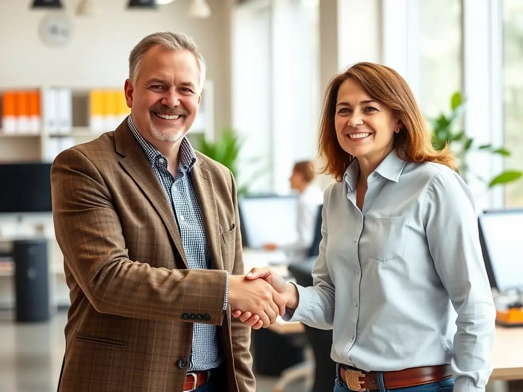 Geschäftspartner schütteln sich die Hand im Büro